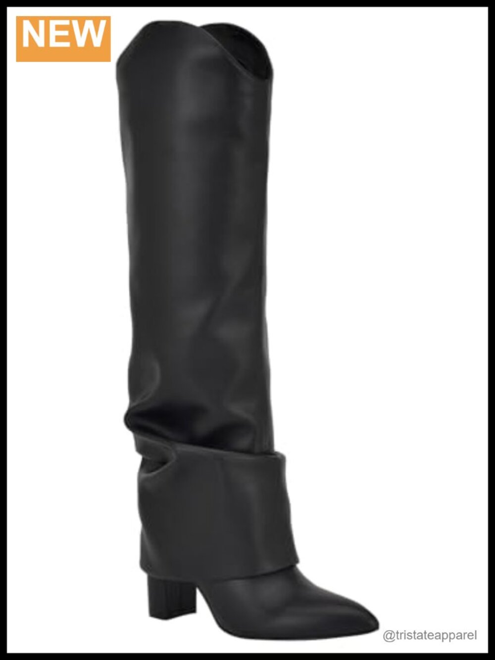 Nine West Lindey Faux Leather Knee High Block Heel Pointed Toe Boots